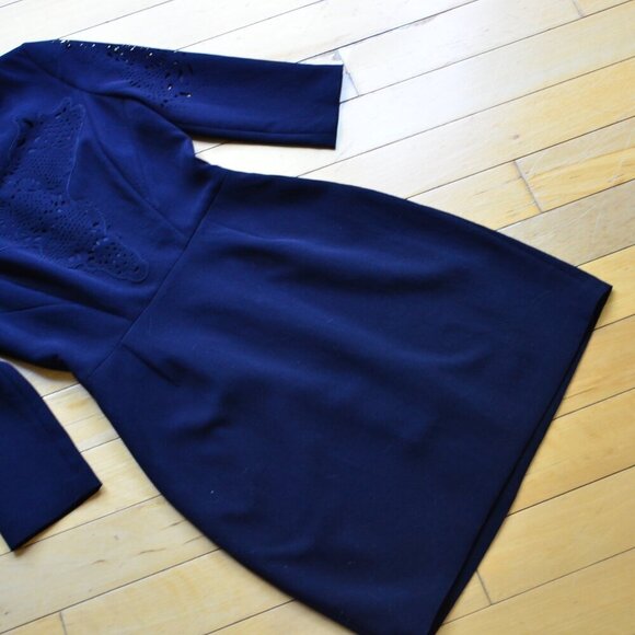 The Kooples Womens Laser Cut Sheath Dress Size XS Dark Navy - Picture 4 of 11